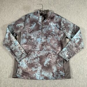 Huk Pullover Mens Medium Blue Gray Camo Quarter Zip Fishing Shirt Performance